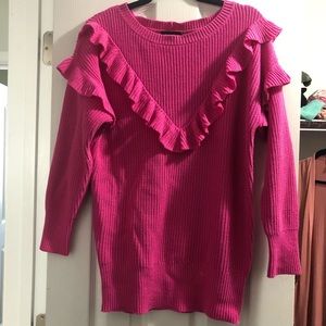 NWT Express Pink Ruffle Sweater XS